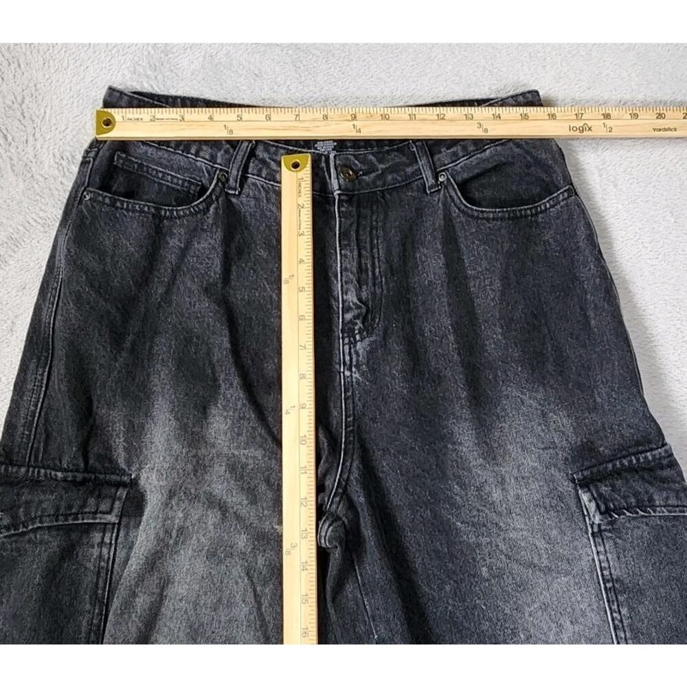 Hot Topic Black Wash Wide Leg Cargo Jeans Strappy Grommet Goth Y2K Size 13 - Picture 6 of 8